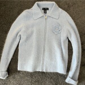 VINTAGE Y2K ANGORA ZIP UP SWEATER